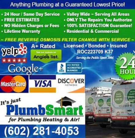 Fast, Affordable Plumber - No Trip Charge! Plumbing &amp; Drain Cleaning - skilled trade services