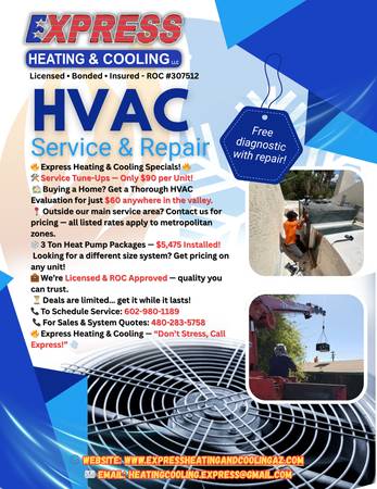 DONT STRESS CALL EXPRESS! BRAND NEW A/C Units on Sale! HVAC &amp; HEATPUMP - household services