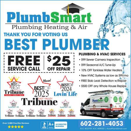 Voted Best East Valley Plumber - Plumbing &amp; Drain Cleaning Services - small biz ads