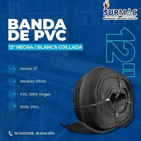 BANDA DE PVC 12" NEGRA / BLANCA OJILLADA - tools - by dealer