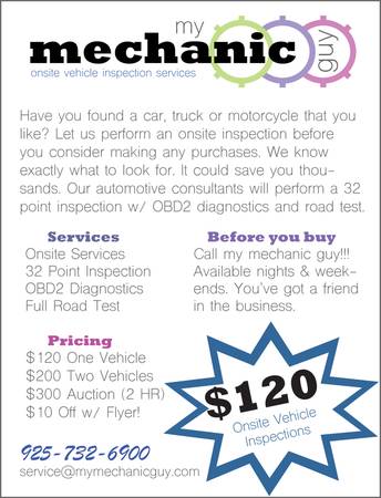 Don't buy a used car without an inspection, $120 could save thousands! - automotive services