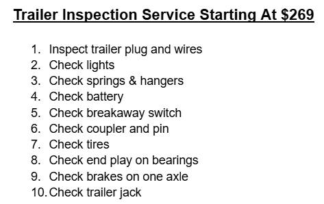 Trailer Inspection Service Starting At $269 - automotive services