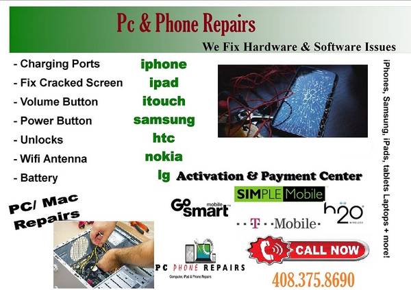 We Repair all I phones,ipad Screen,port,batery,fix computer any issues - cell phone / mobile services