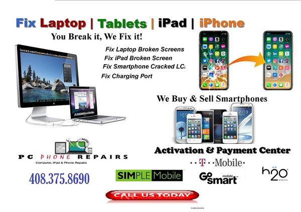 We Repair all Iphones,ipad,samsung,moto,mac,pc,Screen,port,battery ,,, - cell phone / mobile services