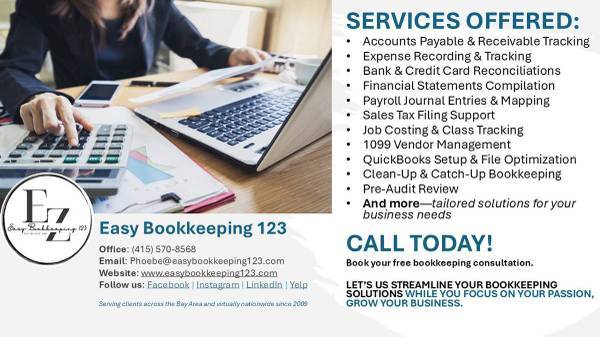 Monthly Bookkeeping Starting at $350 - financial services