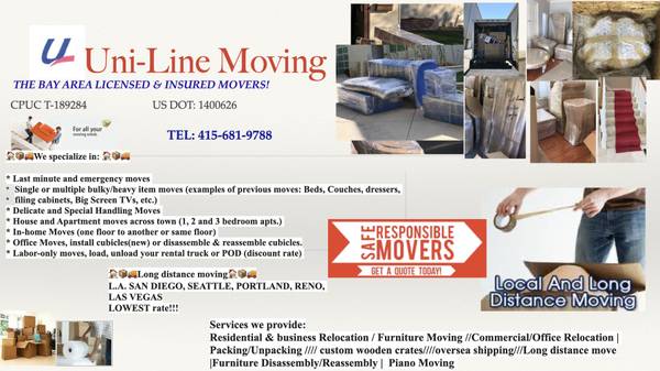 ====🏠📦🚚===Uni-Line Moving===LICENSED &amp; INSURED MOVERS!🏠📦🚚==== - labor / hauling / moving