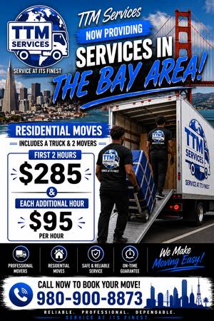 🚚 🚚TTM services 🚚🚚$75=2 movers local &amp; long distance - labor / hauling / moving